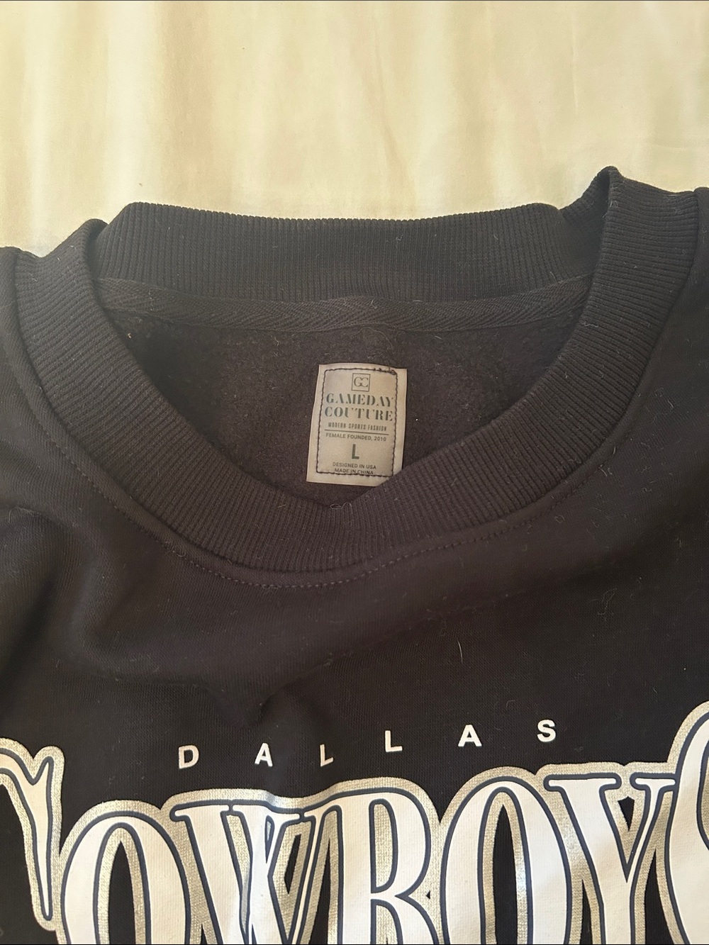 Dallas Cowboys Black Crewneck Sweatshirt with Star Sleeve Accents - Picture 2 of 4